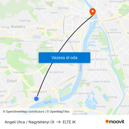 Angeli Utca / Nagytétényi Út to ELTE IK map