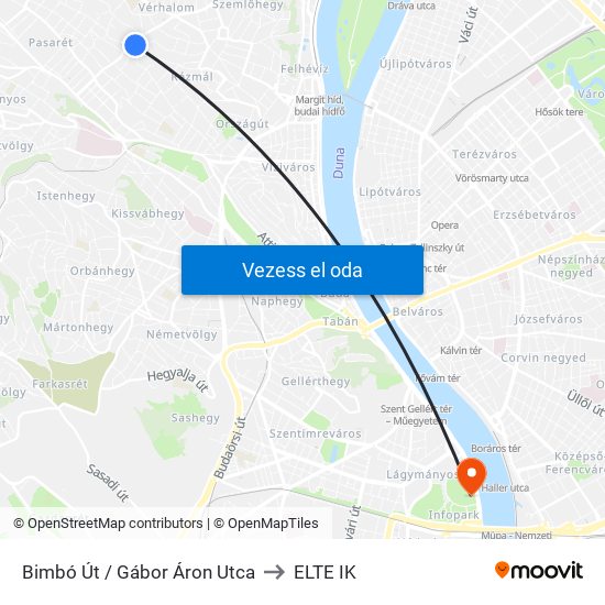 Bimbó Út / Gábor Áron Utca to ELTE IK map