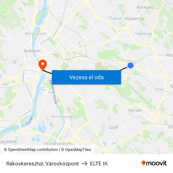 Rákoskeresztúr, Városközpont to ELTE IK map