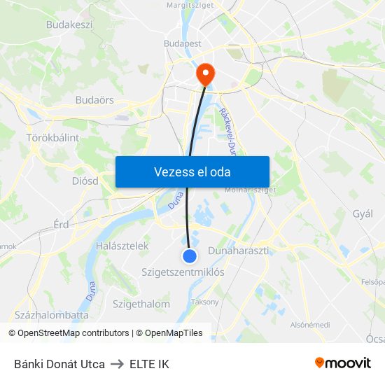 Bánki Donát Utca to ELTE IK map