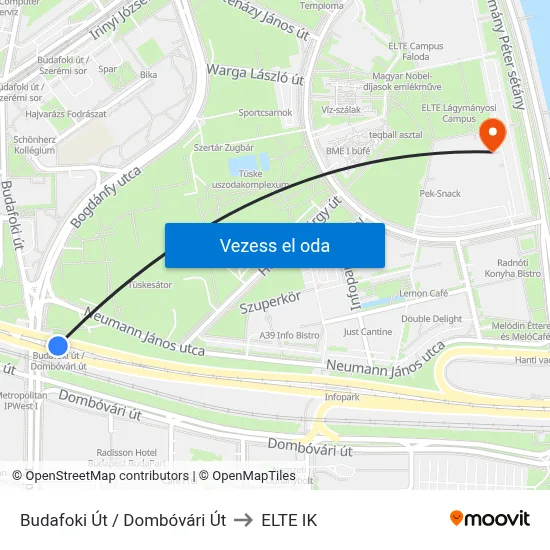 Budafoki Út / Dombóvári Út to ELTE IK map