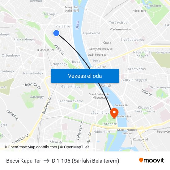 Bécsi Kapu Tér to D 1-105 (Sárfalvi Béla terem) map