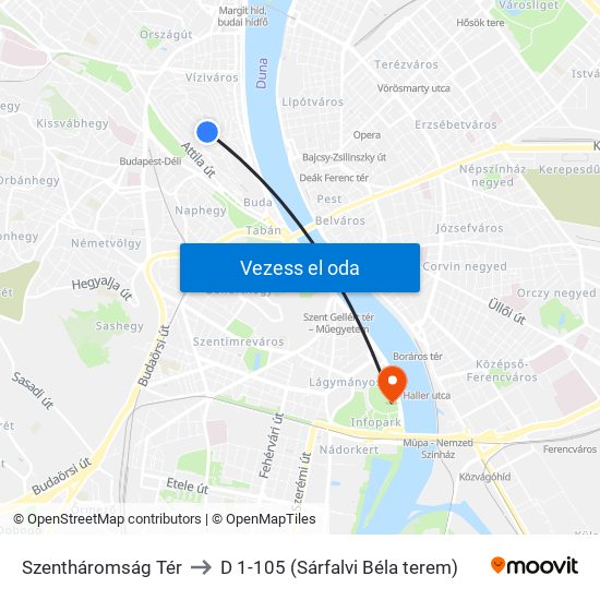 Szentháromság Tér to D 1-105 (Sárfalvi Béla terem) map