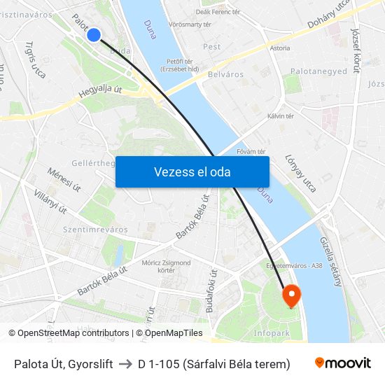Palota Út, Gyorslift to D 1-105 (Sárfalvi Béla terem) map