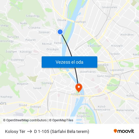 Kolosy Tér to D 1-105 (Sárfalvi Béla terem) map