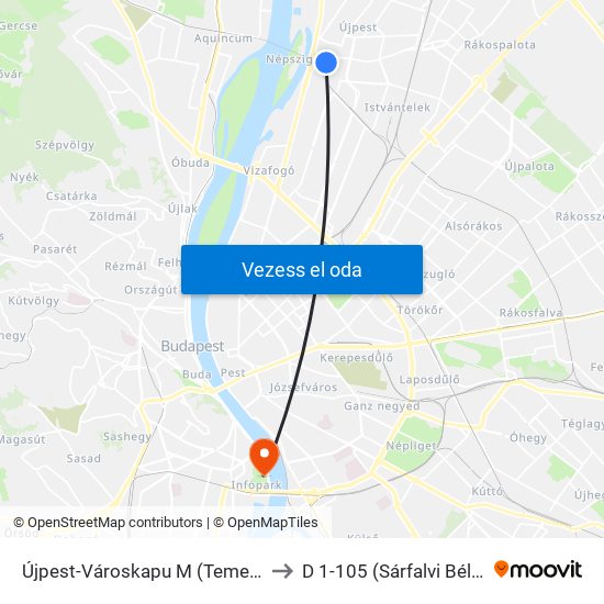 Újpest-Városkapu M (Temesvári Utca) to D 1-105 (Sárfalvi Béla terem) map