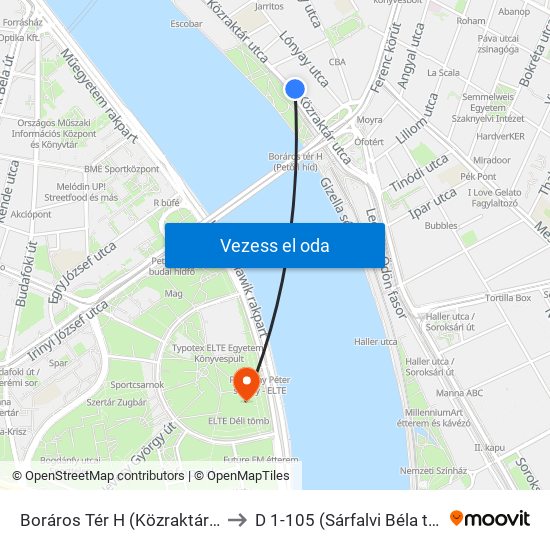 Boráros Tér H (Közraktár Utca) to D 1-105 (Sárfalvi Béla terem) map