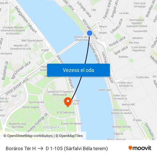 Boráros Tér H to D 1-105 (Sárfalvi Béla terem) map