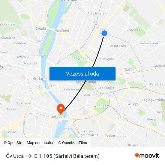 Öv Utca to D 1-105 (Sárfalvi Béla terem) map