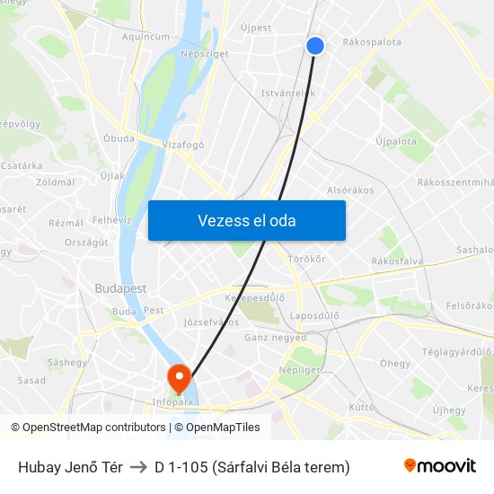 Hubay Jenő Tér to D 1-105 (Sárfalvi Béla terem) map