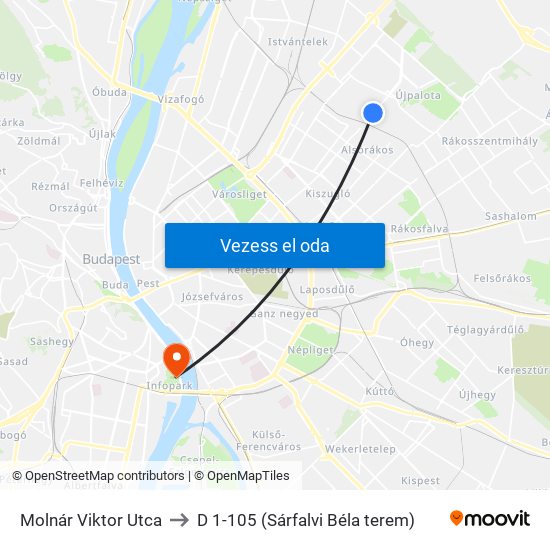 Molnár Viktor Utca to D 1-105 (Sárfalvi Béla terem) map