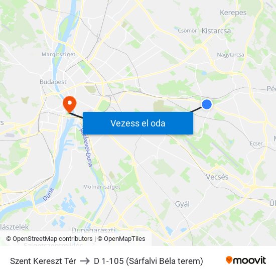 Szent Kereszt Tér to D 1-105 (Sárfalvi Béla terem) map