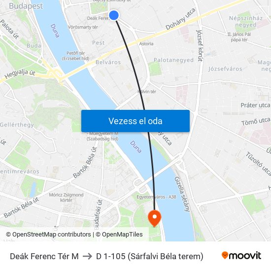 Deák Ferenc Tér M to D 1-105 (Sárfalvi Béla terem) map