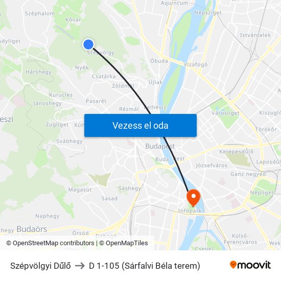 Szépvölgyi Dűlő to D 1-105 (Sárfalvi Béla terem) map