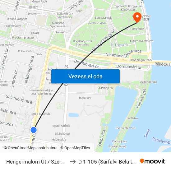 Hengermalom Út / Szerémi Út to D 1-105 (Sárfalvi Béla terem) map