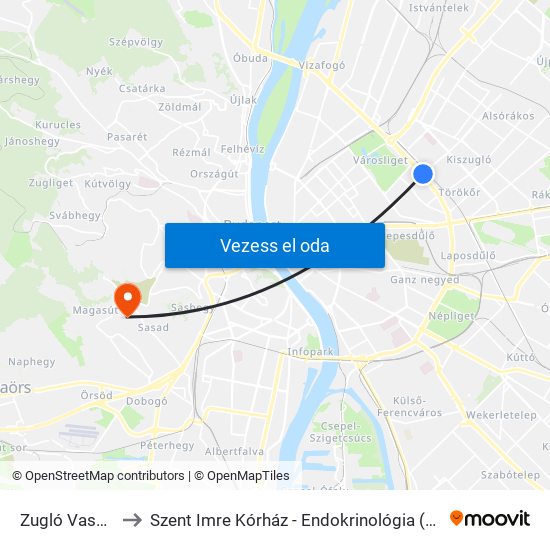 Zugló Vasútállomás to Szent Imre Kórház - Endokrinológia (Pajzsmirigy Ambulancia) map