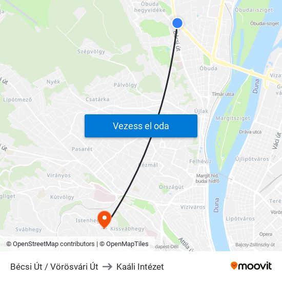 Bécsi Út / Vörösvári Út to Kaáli Intézet map