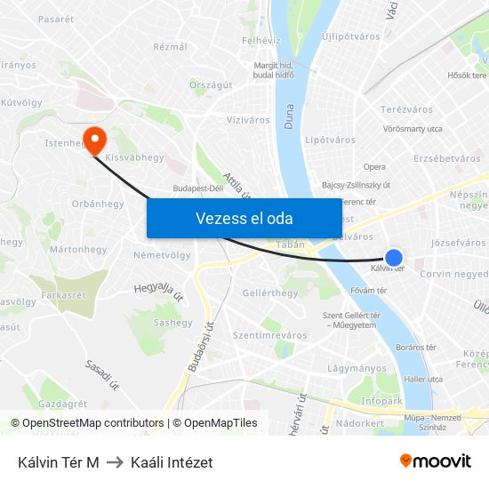 Kálvin Tér M to Kaáli Intézet map