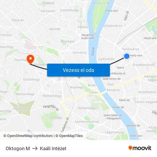 Oktogon M to Kaáli Intézet map