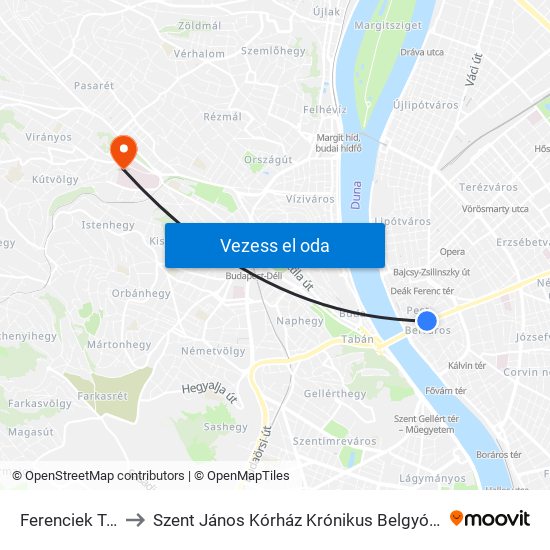 Ferenciek Tere M to Szent János Kórház Krónikus  Belgyógyászat 25 Ép map