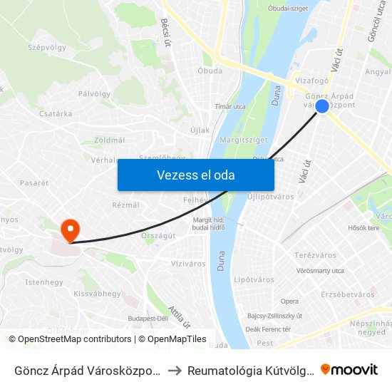 Göncz Árpád Városközpont to Reumatológia Kútvölgyi map