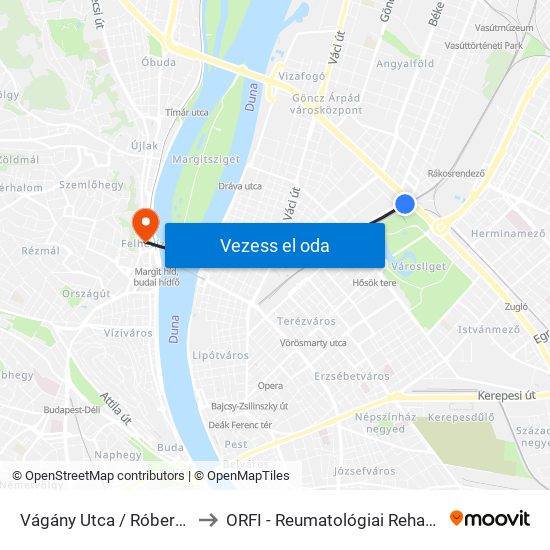 Vágány Utca / Róbert Károly Körút to ORFI - Reumatológiai Rehabilitációs Osztály map