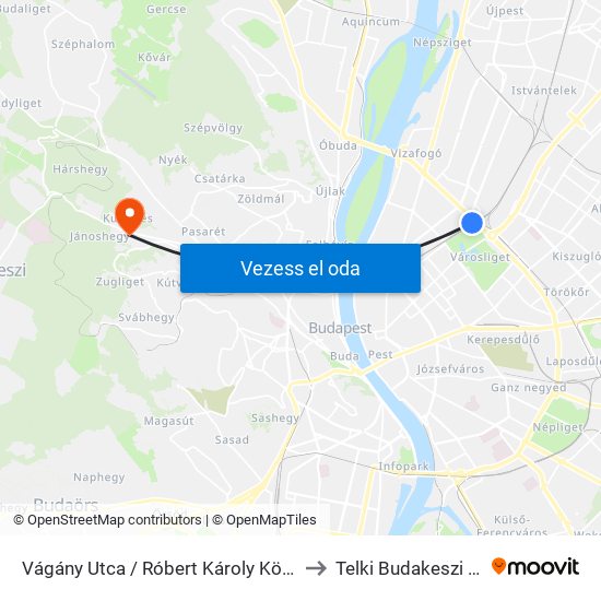 Vágány Utca / Róbert Károly Körút to Telki Budakeszi Ut map