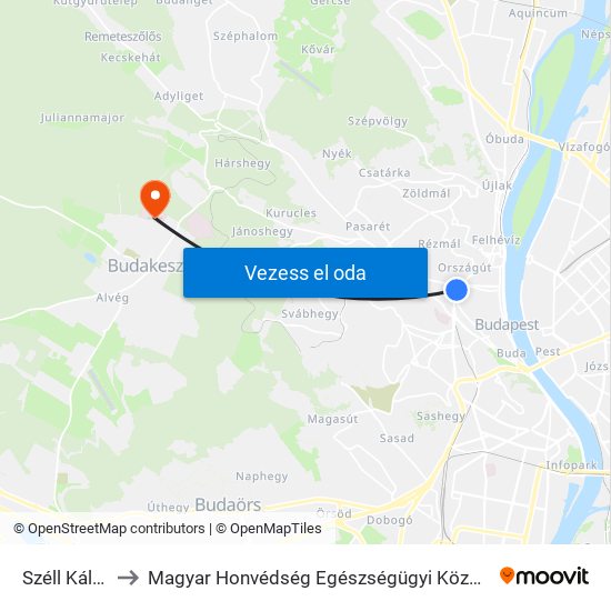 Széll Kálmán Tér to Magyar Honvédség Egészségügyi Központ Rehabilitációs Osztály map