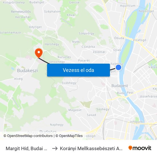Margit Híd, Budai Hídfő H to Korányi Mellkassebészeti Ambulancia map