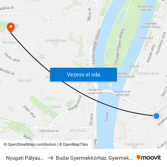 Nyugati Pályaudvar M to Budai Gyermekkórház, Gyermekpszichiátria map