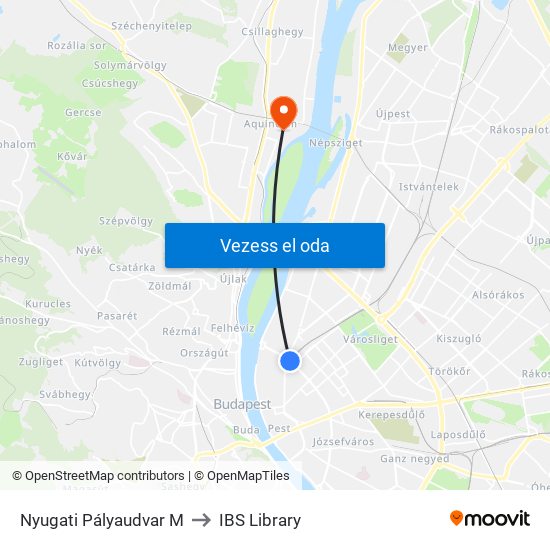 Nyugati Pályaudvar M to IBS Library map