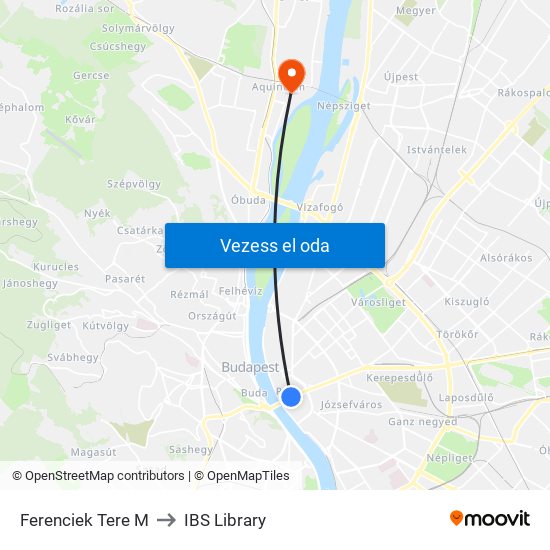 Ferenciek Tere M to IBS Library map