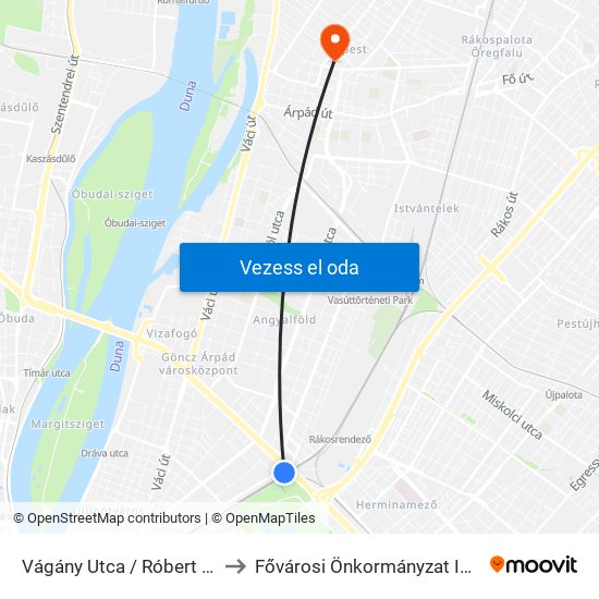 Vágány Utca / Róbert Károly Körút to Fővárosi Önkormányzat Idősek Otthona map