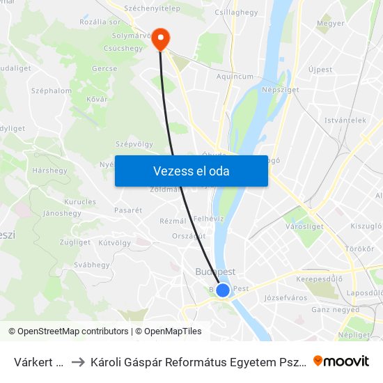 Várkert Bazár to Károli Gáspár Református Egyetem Pszichológiai Intézet map