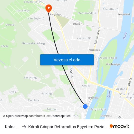 Kolosy Tér to Károli Gáspár Református Egyetem Pszichológiai Intézet map