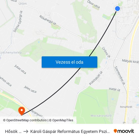 Hősök Tere to Károli Gáspár Református Egyetem Pszichológiai Intézet map