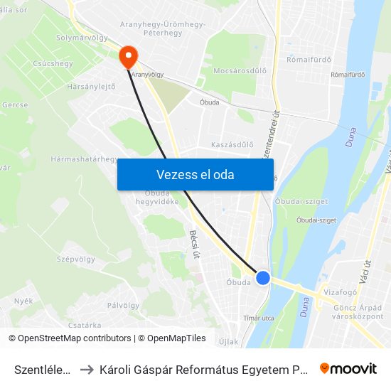 Szentlélek Tér H to Károli Gáspár Református Egyetem Pszichológiai Intézet map