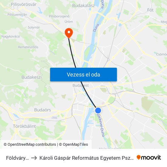 Földváry Utca to Károli Gáspár Református Egyetem Pszichológiai Intézet map