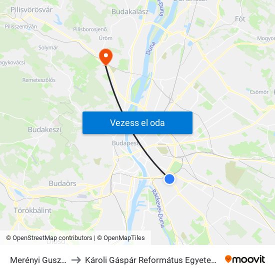 Merényi Gusztáv Kórház to Károli Gáspár Református Egyetem Pszichológiai Intézet map