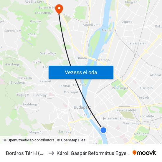 Boráros Tér H (Közraktár Utca) to Károli Gáspár Református Egyetem Pszichológiai Intézet map