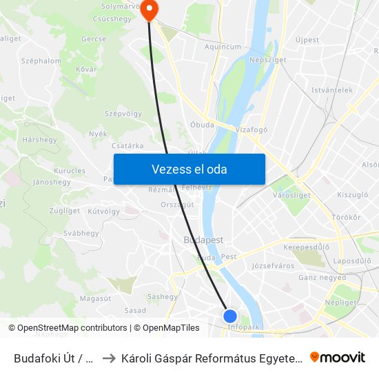 Budafoki Út / Szerémi Sor to Károli Gáspár Református Egyetem Pszichológiai Intézet map