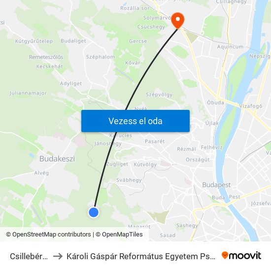 Csillebérc, Kfki to Károli Gáspár Református Egyetem Pszichológiai Intézet map