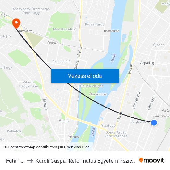 Futár Utca to Károli Gáspár Református Egyetem Pszichológiai Intézet map