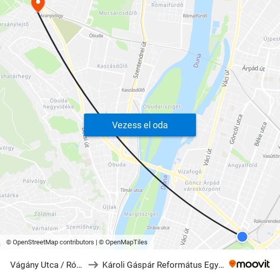 Vágány Utca / Róbert Károly Körút to Károli Gáspár Református Egyetem Pszichológiai Intézet map