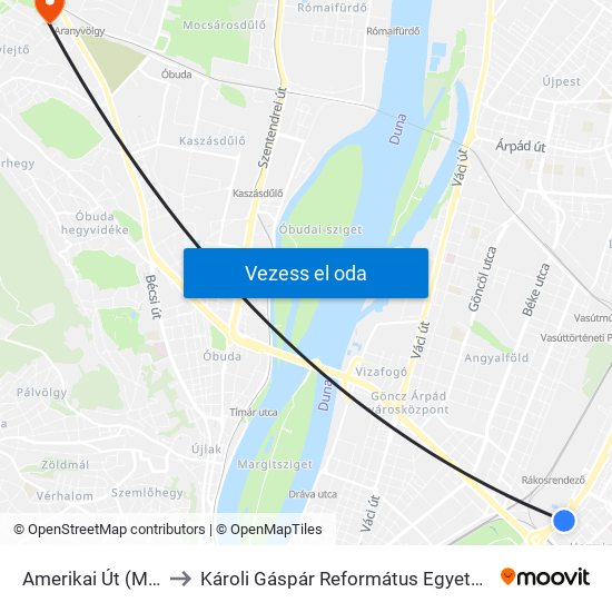 Amerikai Út (Mexikói Út M) to Károli Gáspár Református Egyetem Pszichológiai Intézet map