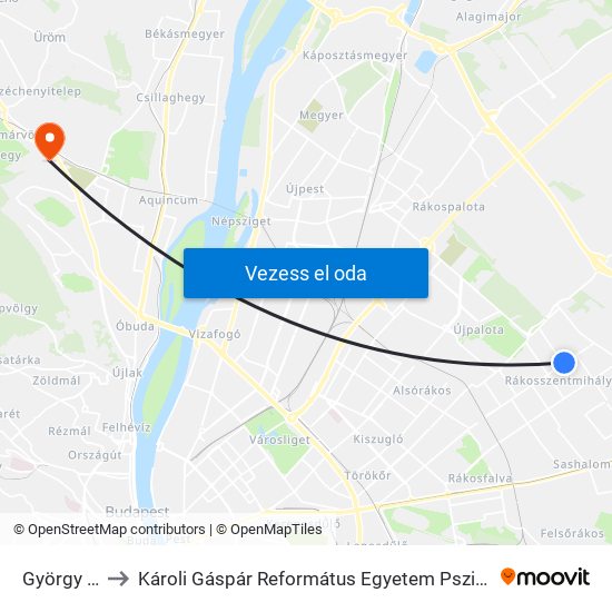 György Utca to Károli Gáspár Református Egyetem Pszichológiai Intézet map