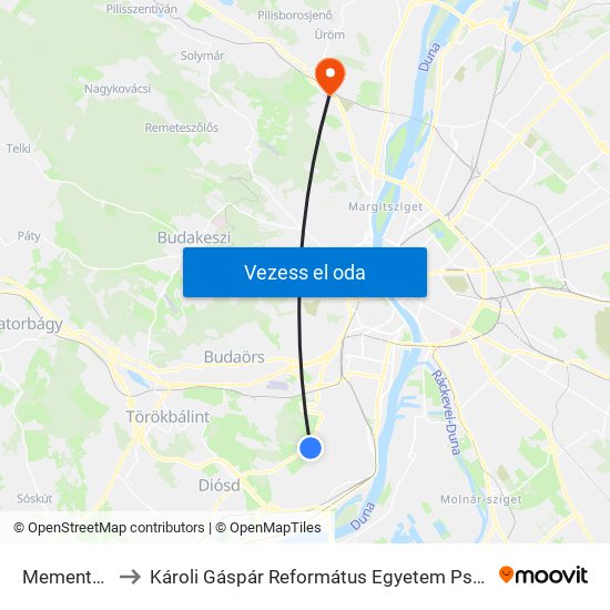 Memento Park to Károli Gáspár Református Egyetem Pszichológiai Intézet map