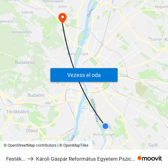 Festékgyár to Károli Gáspár Református Egyetem Pszichológiai Intézet map