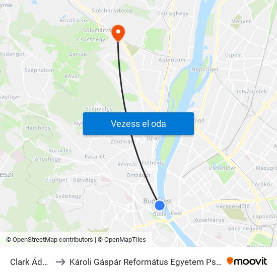 Clark Ádám Tér to Károli Gáspár Református Egyetem Pszichológiai Intézet map