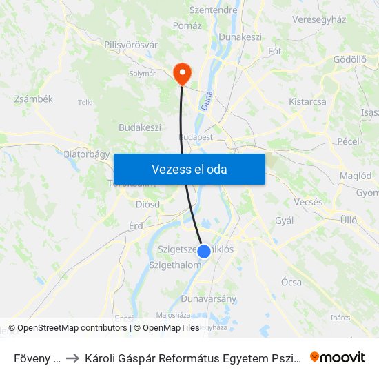 Föveny Utca to Károli Gáspár Református Egyetem Pszichológiai Intézet map